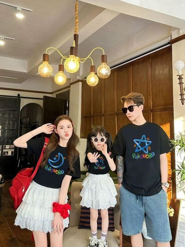 純棉星月親子裝(白、黑） 