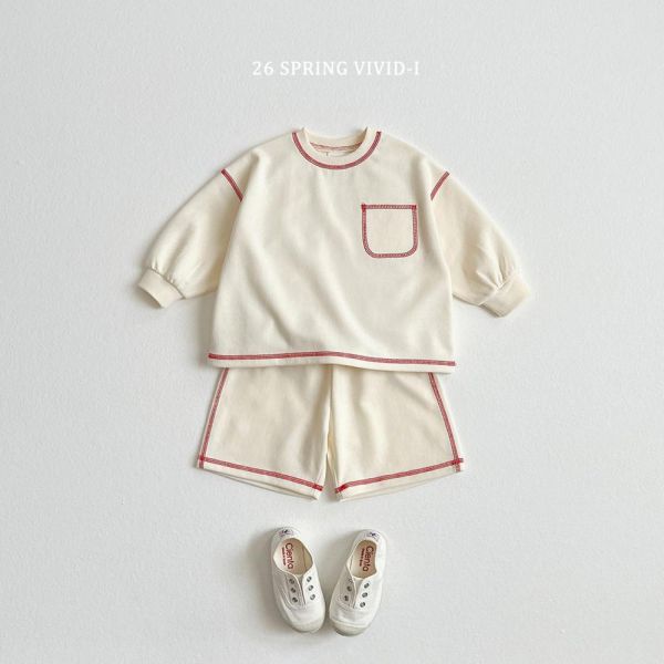 正韓-立體縫線口袋短褲套裝(VIVID) 