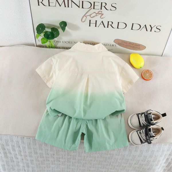 漸層恐龍短袖三件組套裝 