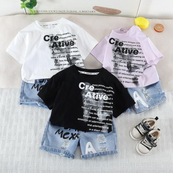 帥氣字母短袖套裝 