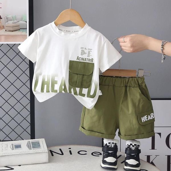 立體口袋短袖套裝 