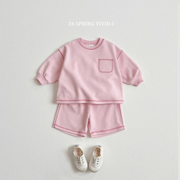 正韓-立體縫線口袋短褲套裝(VIVID) 