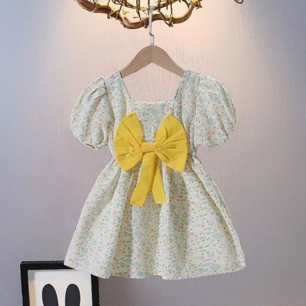 兩面穿碎花方領蝴蝶結裙 