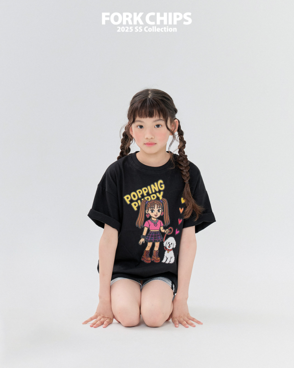 FORKCHIPS 女孩牽狗T 