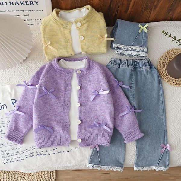 蝴蝶結毛衣三件組套裝 