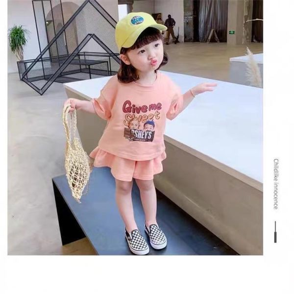 甜美巧克力兩件式褲裙套裝 