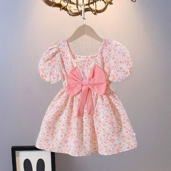 兩面穿碎花方領蝴蝶結裙 