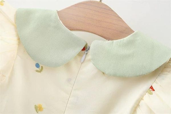 蝴蝶結刺繡花花洋裝 