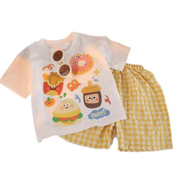 可愛格子短袖套裝 