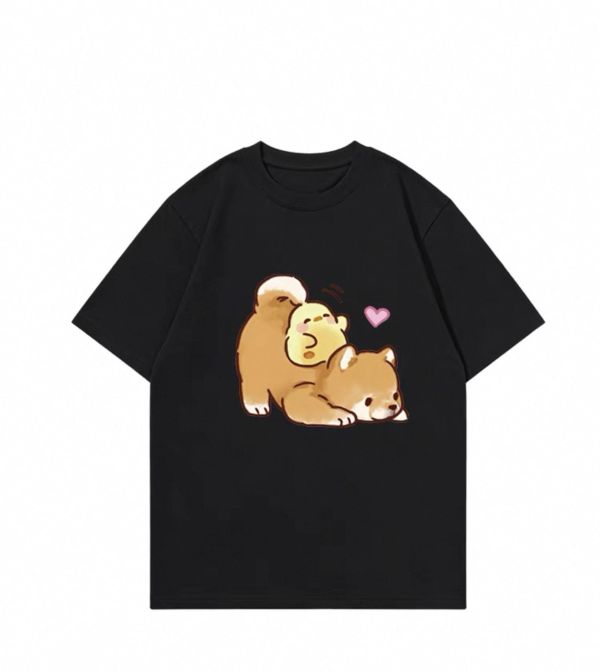 純棉鴨子與狗寬鬆短T 