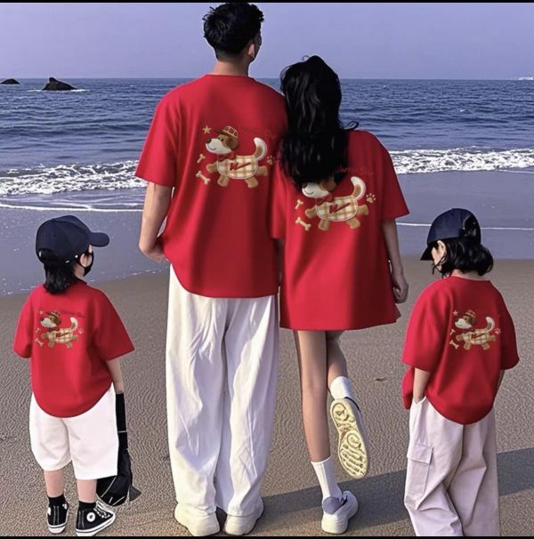 純棉領結狗親子裝 