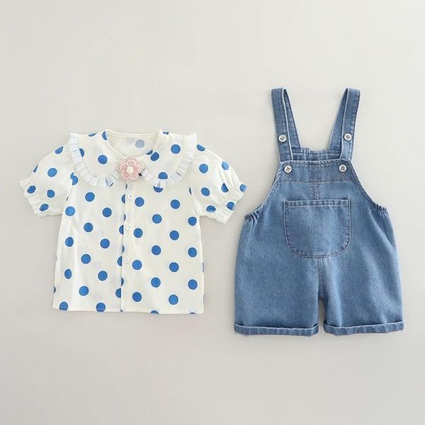 點點兔子牛仔吊帶褲二件組 