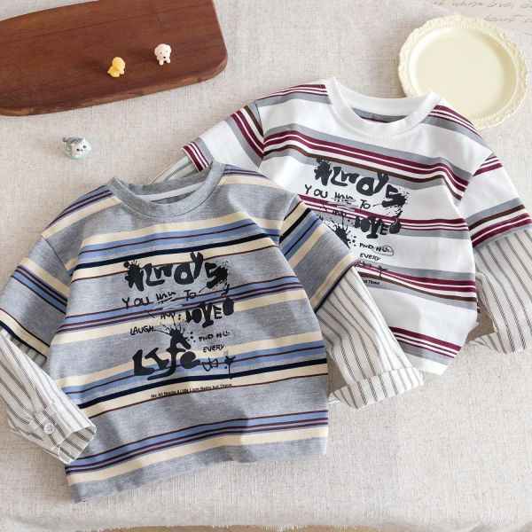 字母假兩件長袖T 