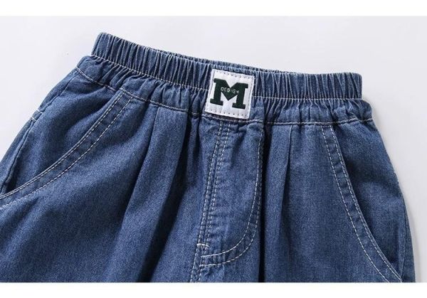 牛仔束口寬褲 