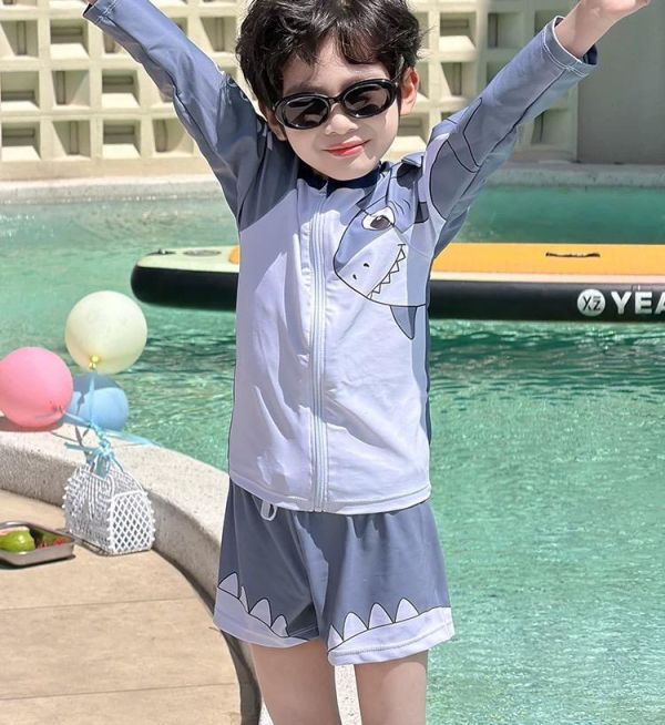 兩件式長袖速乾泳衣（含泳帽） 