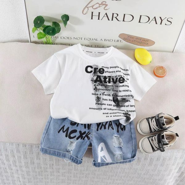 帥氣字母短袖套裝 