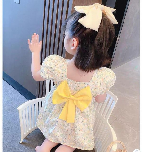 兩面穿碎花方領蝴蝶結裙 