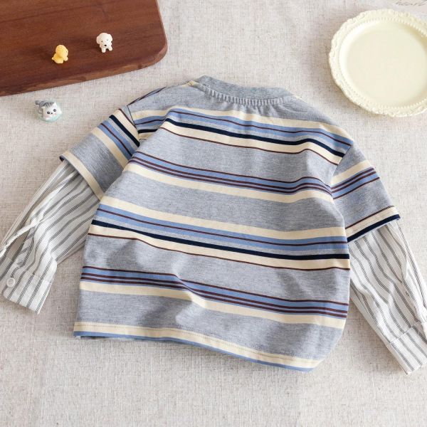 字母假兩件長袖T 