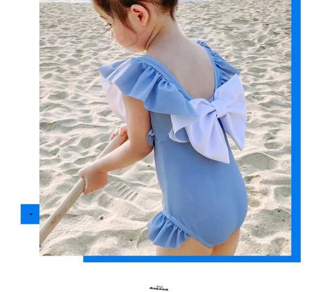 後背立體蝴蝶結連身泳衣 