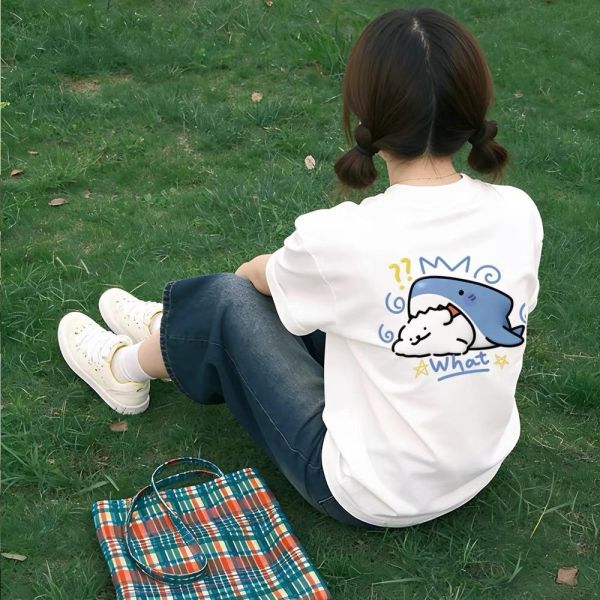 純棉鯊魚狗寬鬆短T 