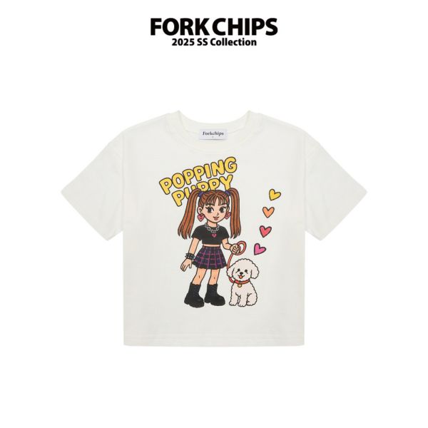 FORKCHIPS 女孩牽狗T 