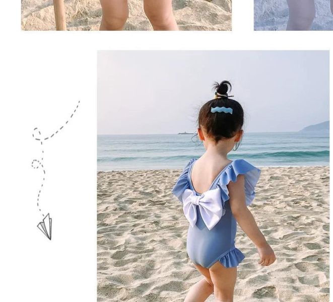 後背立體蝴蝶結連身泳衣 