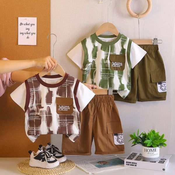 假兩件背心短袖套裝 