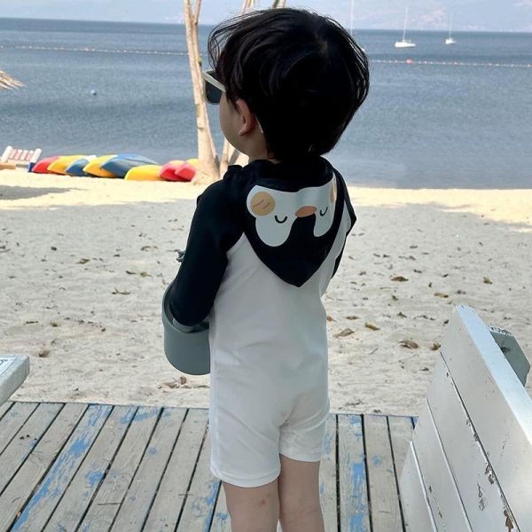 企鵝連帽連身泳衣 