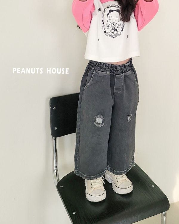 PEANUTS 刷舊牛仔褲 