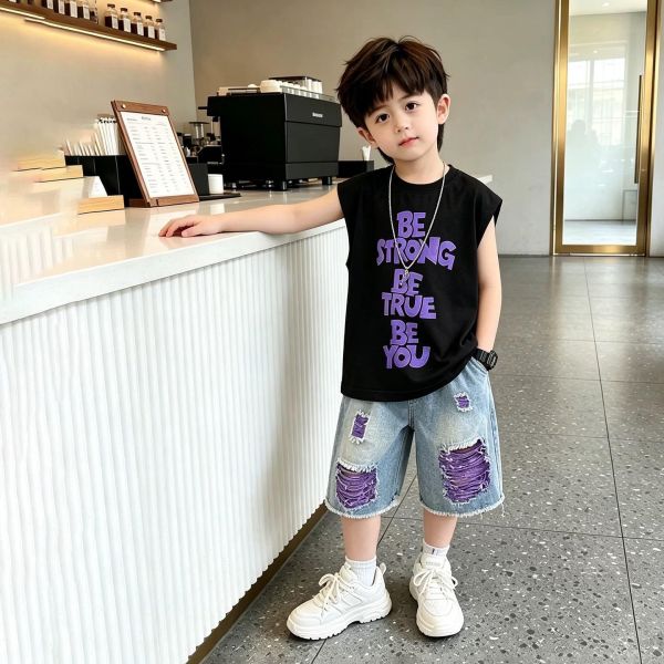 潮版無袖勵志套裝 