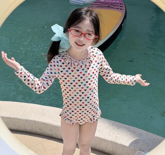 美背愛心連身泳衣（含泳帽） 