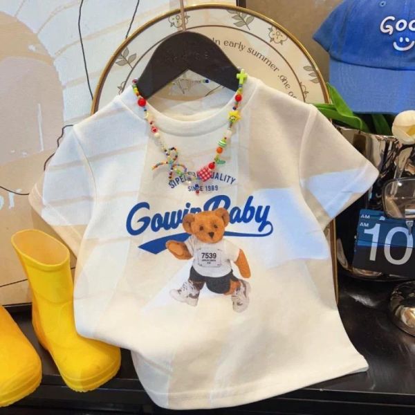 小熊短T+不規則格子褲裙兩件組 