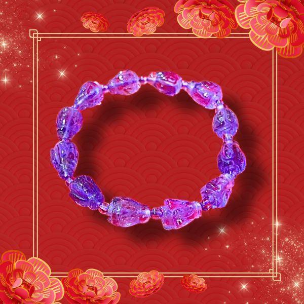 紫水晶玫瑰造型手珠大顆 7mm、小顆 6mm 