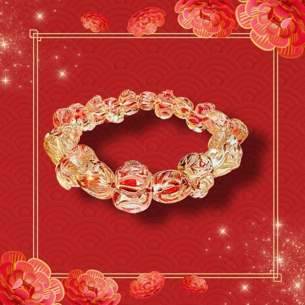 小豬造型黃水晶手珠 長：11mm * 寬：7mm 