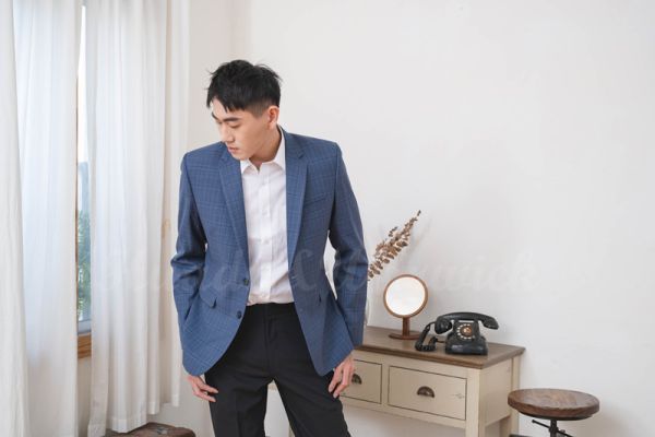 【Huadu&Warwick】手工定製西裝 (套裝) (藍色格紋) 