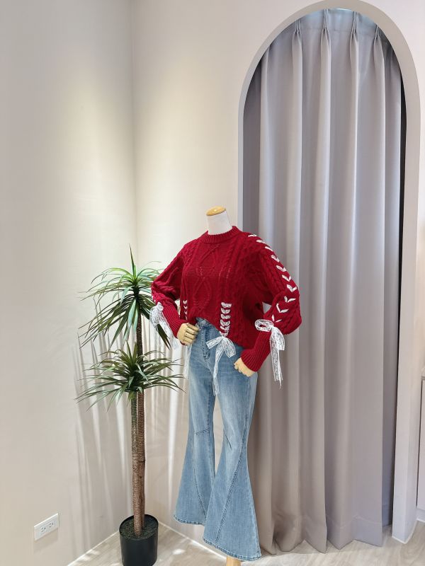 麻花綁帶毛衣(預購) 麻花綁帶毛衣