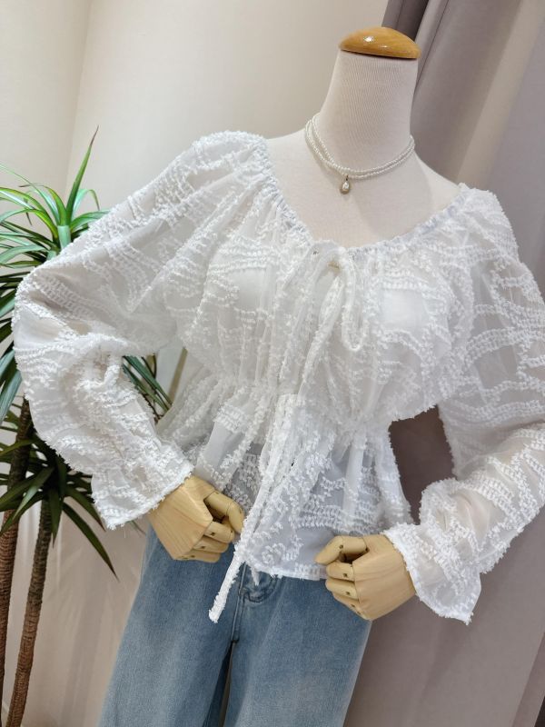 羽毛雙綁帶罩衫 羽毛雙綁帶罩衫