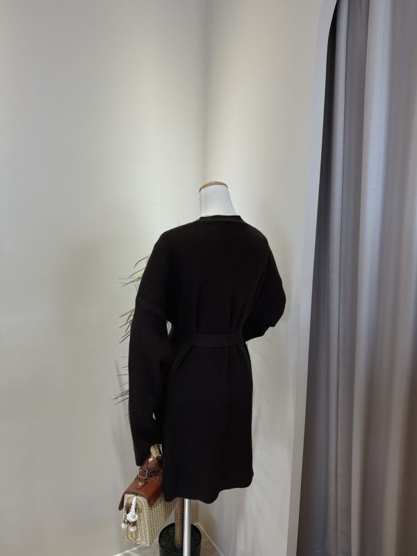 圓領綁帶針織長版上衣 圓領綁帶針織長版上衣