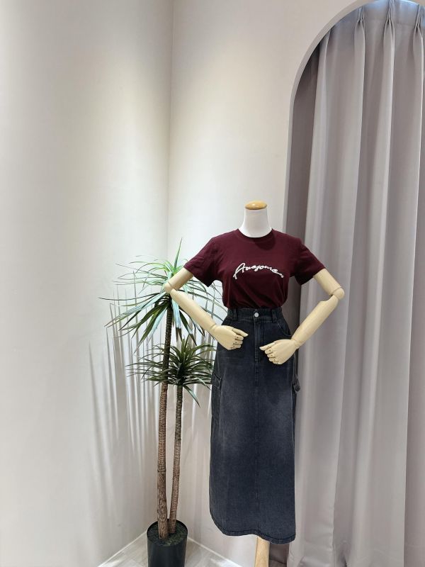 大口袋造型工裝牛仔長裙 大口袋造型工裝牛仔長裙