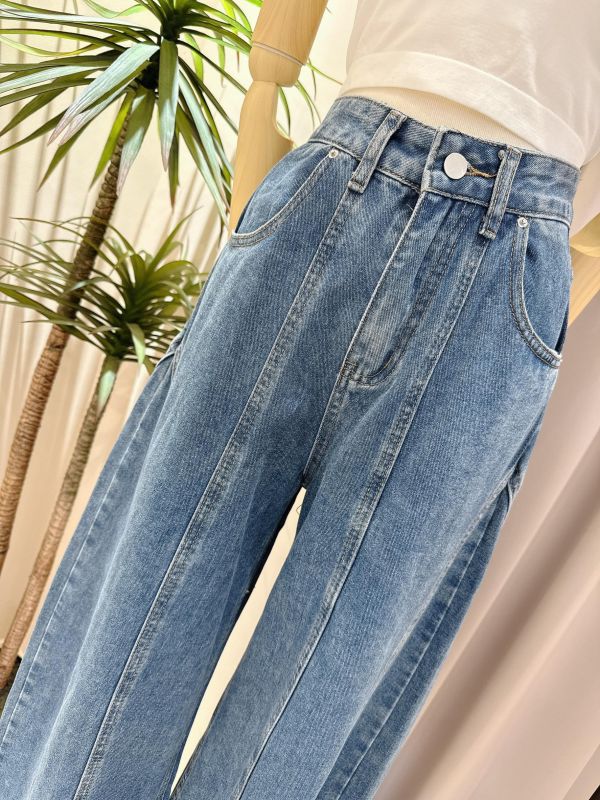 厚磅立體縫線牛仔寬褲 厚磅立體縫線牛仔寬褲