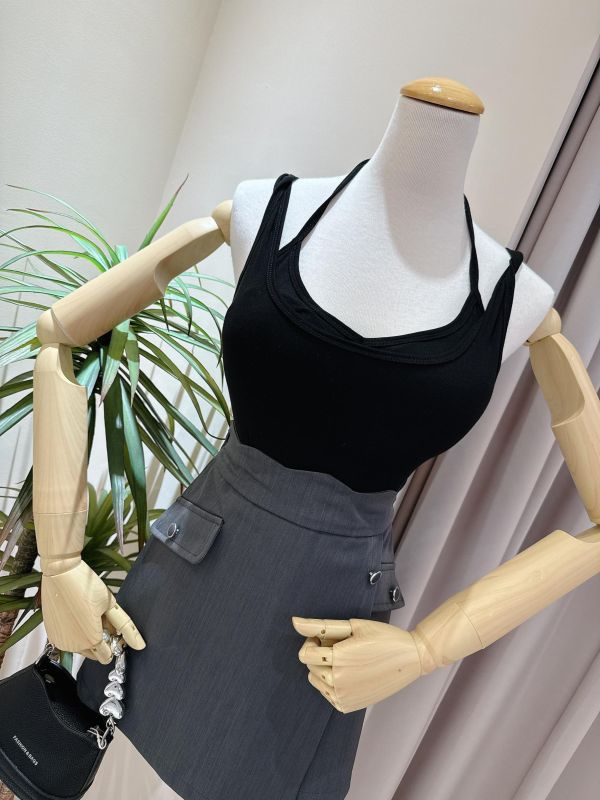 波浪滾邊高腰排釦A字裙 波浪滾邊高腰排釦A字裙