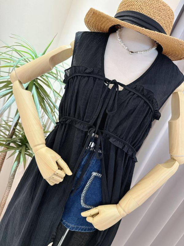 氣質蝴蝶結綁帶長版外搭(預購) 氣質蝴蝶結綁帶長版外搭