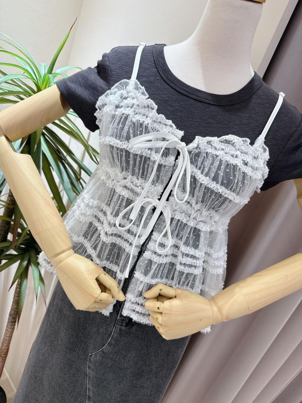 唯美蕾絲綁帶背心 唯美蕾絲綁帶背心