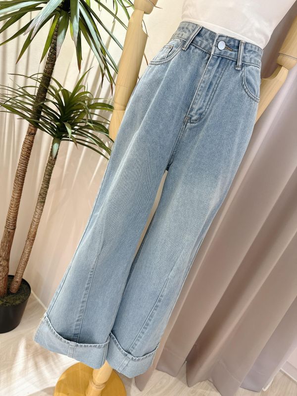 質感刷色反摺褲管寬褲 質感刷色反摺褲管寬褲