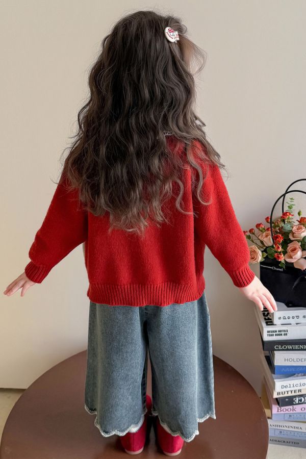 森林系可愛針織外套+內搭花邊上衣套裝 森林系可愛針織外套+內搭花邊上衣套裝