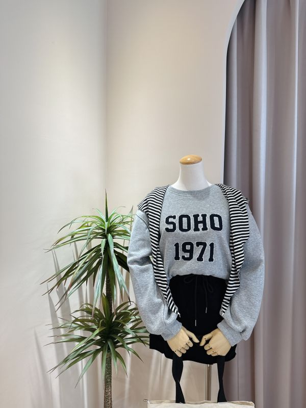 立體美式字母薄夾絨大學T(不含領巾) 立體美式字母薄夾絨大學T