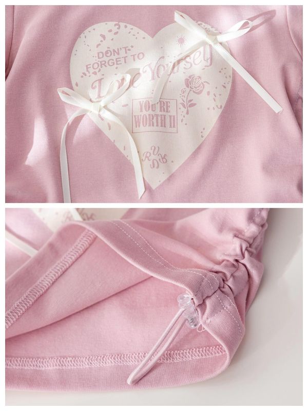 愛心蝴蝶結抽繩上衣 愛心蝴蝶結抽繩上衣