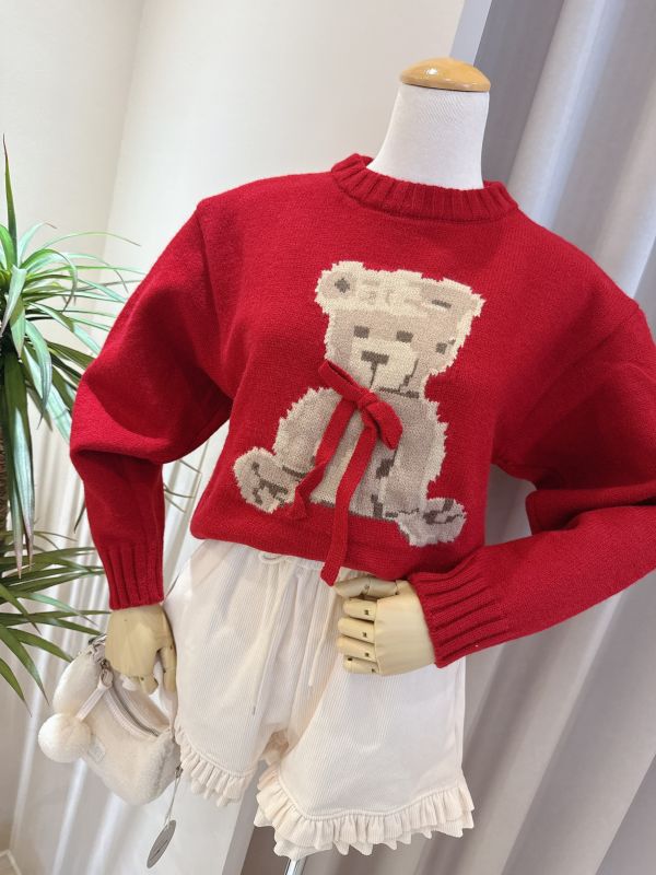 立體蝴蝶結小熊針織衫 立體蝴蝶結小熊針織衫