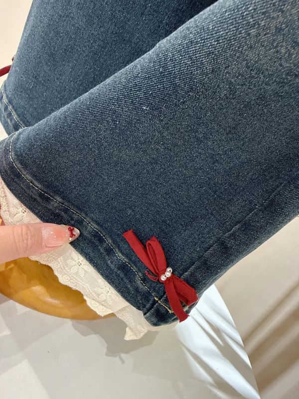 蕾絲蝴蝶結牛仔褲 蕾絲蝴蝶結牛仔褲