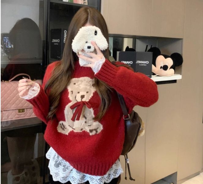 立體蝴蝶結小熊針織衫 立體蝴蝶結小熊針織衫